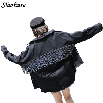 2020 Ženy Denim Jacket Kabát Strapce Ženy Čierne Bundy Abrigo Mujer Topy Pre Ženy Chaquetas Mujer Ženy Denim Kabát Streetwear