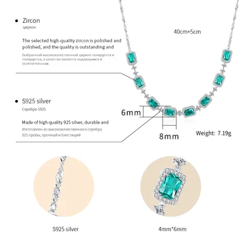 DOTEFFIL Luxusné Emerald Svadobný Náhrdelník Prívesok pre Ženy Očarujúce Módne Reťaz Prepojenie Náhrdelník 925 Sterling Silver Jemné Šperky