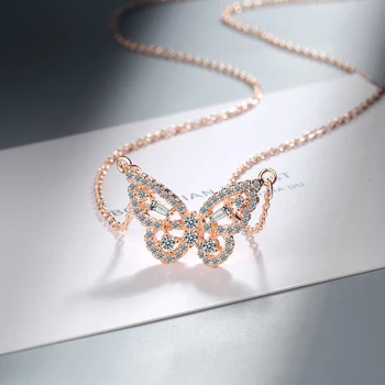 Motýľ Náhrdelníky, Prívesky Pre Ženy 925 Silver Cubic Zirconia Luxusné Clavicle Reťazca Temperament Šperkov Náhrdelník CCN700