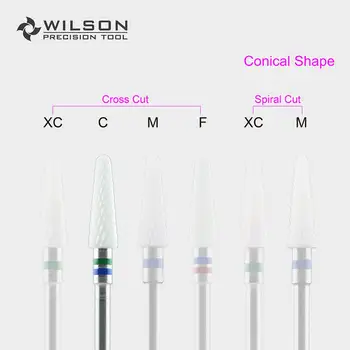 WilsonDental Burs Kužeľovitý Tvar 4.5 mm - Cross Cut - Biele Keramické - (6400305-6400605) - oxid zirkoničitý Keramické Zubné Burs