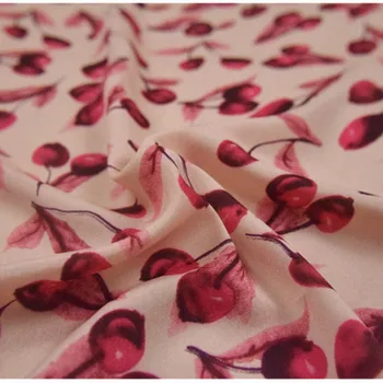 Pol Metra Vysoký Stupeň Retro Elegantné Ružové Cherry Tlač Šifón Textílie Pre Košeľu dámsky Odev, Šijací Materiál T1421
