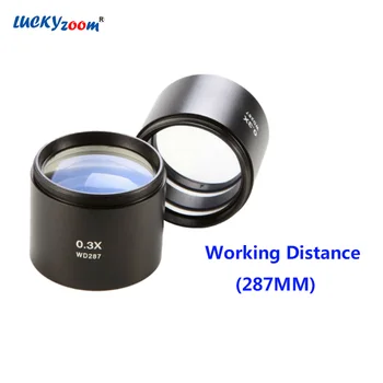 Luckyzoom 0.3 X Cieľ Objektívu Pracovná Vzdialenosť 287MM Stereo Zoom Mikroskopom Trinocular Microscopio Príslušenstvo Doprava Zadarmo