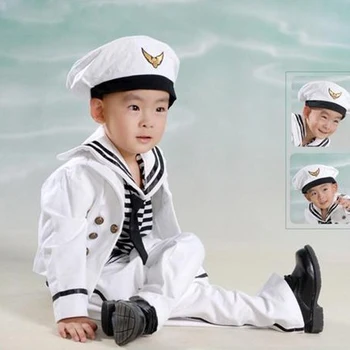 Deti Dievča alebo Chlapec, alebo Dieťa Navy Námorník Morských Prúžok Kostým Party Klobúk +Topy + Nohavice