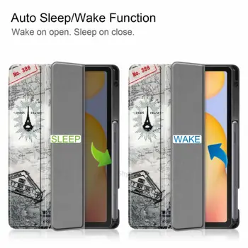Pre Galaxy S6 Lite SM-P610 615 Kožené Smart Stand puzdro Auto Spánku Prebudiť