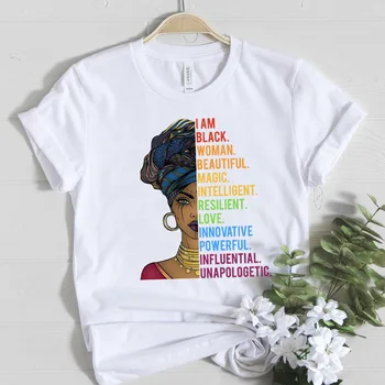 Melanín Kráľovná Žena T-shirt som Čierna Žena Krásna Kúzlo Dúhy LGBT Graphic Tee tričko Ženy Ullzang Africké Dievča, t košele