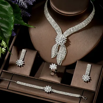 HIBRIDE Luxusné Veľké 4pcs Šperky Set So Zirkónmi pre Ženy, Svadobné Party Svadobných Doplnkov Saudskej arabčina Dubaj N-1433