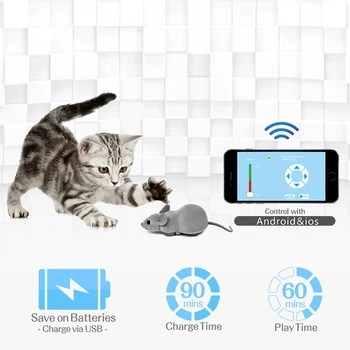 Diaľkové Ovládanie Myši Interaktívne Mačka Chase Hračka Hrá Smartphone Kontroly Pár s iPhone alebo Android APP Myši Racer Hračiek pre Mačky