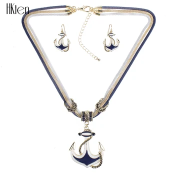 MS1504166 Módne Šperky Súprav Vysokej Kvality Multicolor Blue Anchor Dizajn Ženy Náhrdelník Nastavenie Strany Dary
