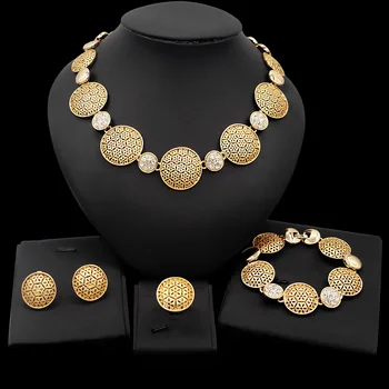 Yulaili Nových Afrických Šperky Sady Kúzlo Crystal Náhrdelníky Náušnice, Náramok, Prsteň pre Ženy, Svadobné Svadobné Šperky Nastaviť Veľkoobchod