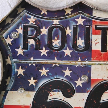 Vintage USA Route 66 Neónový nápis Dekoratívne LED Kovové Známky Vysokej Kvality, Bar, Klub, Kaviareň v Stene Visí Umenie Domáce Dekorácie Svetla A837