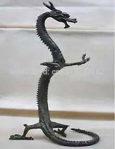 42cm nádherné mosadz Čínsky drak socha Čísla 17