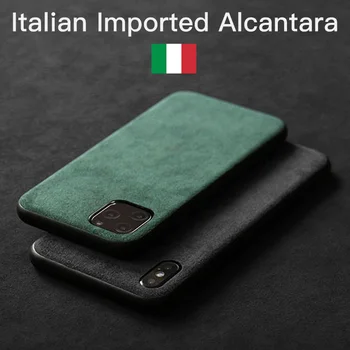 Taliansky ALCANTARA puzdro pre iPhone 12 Pro Max 11 Xs MaxPlus Luxusné Umelej Kože Business Telefón Prípadoch Kryt iPhone 7 8 prípade