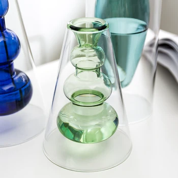 Nordic štýl Farebné Sklo Transparentné Váza Kvet Usporiadanie Hydroponické Akvakultúry Fľašu Domácej Obývacia Izba Stôl Dekorácie