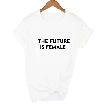 BUDÚCNOSŤ JE ŽENA Tlač Ženy Tričko Príležitostné Letné Tričko pre Lady Dievča Top Tee Módne Tumblr Grunge Tshirts