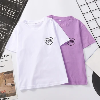 Chlapci A Dievčatá V Lete Nové Bavlna T-Shirt Deti Kórejský Kpop Bangtan Chlapci Jungshook Topy Bežné Kawaii List Srdce Vytlačené Oblečenie