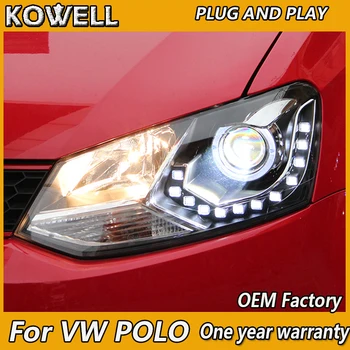 KOWELL Auto Styling pre 2006-VW Polo Svetlomety Nové Polo LED Reflektor Cruiser drl Objektív Dvojitý Lúč HID H7 Xenon