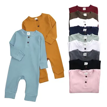 Jednofarebné Detské Oblečenie Dievča Remienky Módne Baby Boy Šaty Bavlna, Dlhý Rukáv Batoľa Romper Dojčenské Oblečenie 0-24 Mesiacov