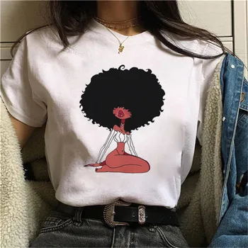 Módne Čierne Dievča Vytlačené T Shirt Ženy, Melanín, Poppin Tričko Harajuku 90. rokov Tumblr Topy Tee Femme Košele Camiseta Mujer