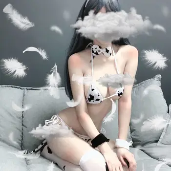 Erotické Sexy Spodnú Bielizeň Krava Micro Bikini Lolita Podprsenka Pánty Nastaviť Pančuchy Bielizeň Anime Cosplay Kostýmy Sleepwear Nastaviť Bdsm Otroctva