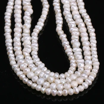 Prírodné Sladkovodné perly umelo Pestované Perly Kolo Prírodné Perly pre Šperky, Takže Náhrdelník Náramok 13 Palcov Veľkosť 3-4 mm