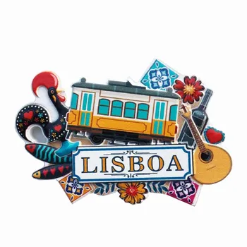 Portugalsko Orientačný Bod Symbol Kohút Cestovného Ruchu, Magnety Na Chladničku Suvenírov Lisabonskej Madeira Tramcar Gitara Maľované Chladnička Magnetické