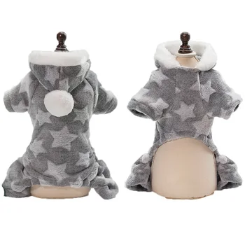 Tlačené Hviezda Pes Pyžamo Teplé Pet Fleece Oblečenie Pre Malé Psy Zimné Jumpsuit Trakmi Pre Chihuahua Buldog Pug Coats Hoodies