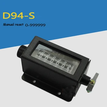 D94-S 6-miestne Počítadlá Vytiahnuť Mechanické Počítadlo smere hodinových Ručičiek Manuálny Reset Priemyselnej Revolúcie Tabuľka 0-999999