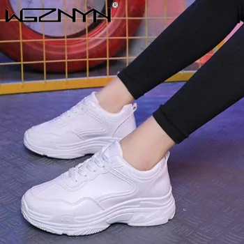 2020 Nové Jesenné Módne Ženy Ležérne Topánky Kožené Topánky Platformu pre Ženy Tenisky Bielej Dámy Školiteľov Chaussure Femme Topánky