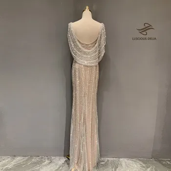 Luxusné Šampanské tvaru Sexy party Večerné Šaty 2020 Diamond Lištovanie bez Rukávov Morská víla Formálne Šaty Zvodné Delia
