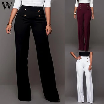 Womail Ženy Nohavice 2020 elegantné Formálne Nohavice pre Ženy Office Lady Style Pracovné oblečenie Rovné nohavice Tlačidlo Bežné Nohavice Podnikania