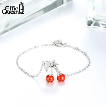 Effie Kráľovná 925 Sterling Silver Šperky Pre Ženy Roztomilý Cherry Červený Granát Dlhé Náušnice Kvapka Prírodného Kameňa Šperky BE100