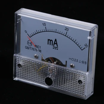 2 ks Plastových DC Analógový Panel Ammeter Rozchod Ampér Aktuálne Meter 0-30mA pre Obvod Testovanie