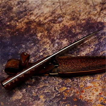 Damask ocele redwood rukoväť rovný nôž, Japonský vonkajšie nôž, rybolov zabiť nožom, taktické lovecký nôž jungle nôž