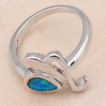 Jednoduchý Štýl Hot predaj krúžky Blue Fire Opal strieborná farba Pečiatkou Krúžok USA Veľkosť #7 #8 #6.5 Módne Šperky OR514A