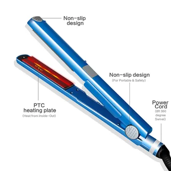 Pro Nano Titanium Doska 2 V 1 Professional Hair Straightener Ploché Železo kulmy Curlers Vlasy Styling Nástroje Modrá