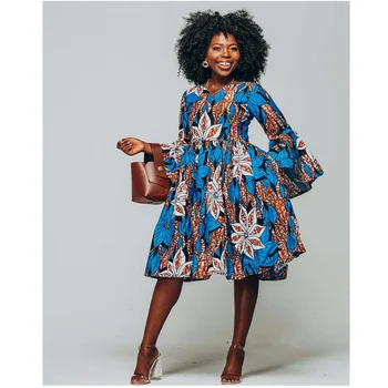 Dámske Oblečenie Afriky 2021 Nové Dlhý Rukáv Mini šaty Dashiki Ankara Africkej Tlače Šaty pre Ženy Plus Vestidos