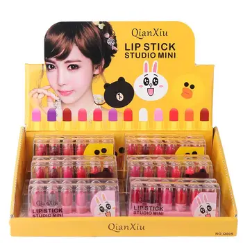 12 Ks/set Cartoon pastelka Roztomilý Rúž, make-up Set mini Nepremokavé Ženy Lip Stick Dlhotrvajúci Crystal Hydratačný Rúž