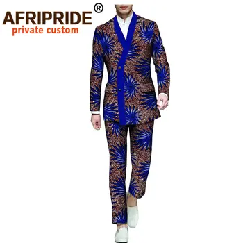 2020 africkej tlače obleku pre mužov AFRIPRIDE celý rukáv singel svojim bunda+členok-dĺžka nohavice slim oblek štýl A731607