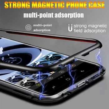 Magnetické Adsorpcie Kovové puzdro Pre Samsung Galaxy S8 S9 S10E s rezacím zariadením S10 Poznámka 20 Ultra 8 9 10 Plus Obojstranný Tvrdeného Skla Kryt
