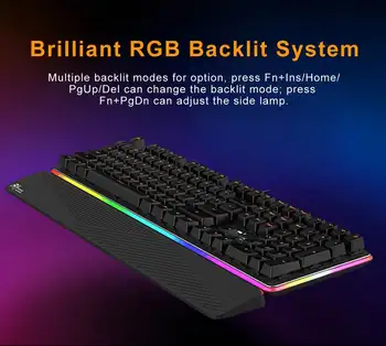 Royal Kludge RK919 108 Kľúče USB Wired Keyboard NKRO RGB Strane Podsvietený Mechanical Gaming Keyboard s Zápästí Pad Hnedá/Červená Prepínač