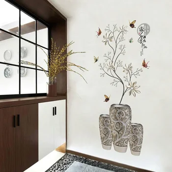 Váza bonsai stenu, nálepky, PVC Materiálu, Črepníkové kvetiny umenie stenu Pre Obývacia izba, spálňa štúdia dekorácie-nálepky