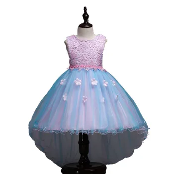 Nový príchod Princezná šaty plesové Šaty, Bowknot Nylon čipky Svadobný a párty Pearl dekorácie deti šaty pre dievčatá