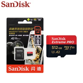 512 gb diskom SanDisk Micro SDXC 1 TB Flash Karta UHS-1 Kartu TF Karty A2 Pamäťovú Kartu 4K U3 V30 C10 Vysokej Rýchlosti Originálne