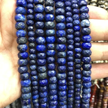 Veľkoobchod Prírodné Lapis Lazuli Korálky,4x6mm 5x8mm Tvárou Roundel Dištančné Klenot Kameň Voľné Korálky pre šperky 15.5