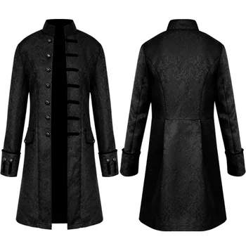 Muži Victoria Edwardian Steampunk Zákopy Srsti Frock Outwear Vintage Princ Kabát Stredoveké Renesančné Bunda Cosplay Kostým