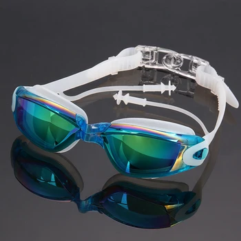 Unisex Plavecké Okuliare Anti-Fog UV Ochrany Surfovanie Spp zátkové chrániče sluchu Spona na Nos Nastaviť Dospelých EDF88