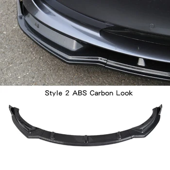 ABS Lesklý Čierny Karbónový Vzhľad Predného Nárazníka Pery Spojler Štiepačky Pre Tesla Model 3 2017 - 2019
