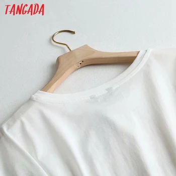Tangada ženy print biele bavlnené tričko krátky rukáv O krk tees dámy bežné tee tričko street wear top 6D1