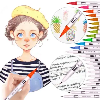 Fixami, Farebné Perá pre Dospelých AŽ Do 120 Farby Pack Watercolour Kefa Perá Obsahujú 2 mm zubnú Kefku a 0,4 mm Jemné Tip