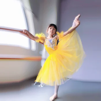 Žltá Balet Tutu Profesionálne Dieťa Dlho Tylu Mäkké Ružové Romantický Balet Tutus pre Dievčatá Modrá Balerína Šaty Dievčatá Tanec